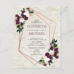 Rustieke koperen geometrische Bourgondische Briefk Aankondigingskaart