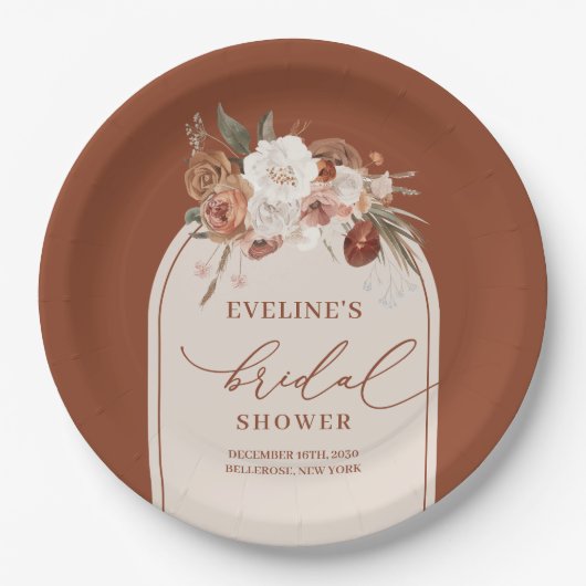 Rustieke koperen pampa's floral vrijgezellenfeest papieren bordje (Voorkant)