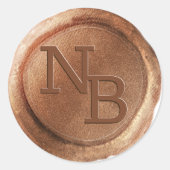 Rustieke koperen wax seal Initialen envelop Sticke Ronde Sticker (Voorkant)