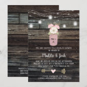 Rustieke Koppel Shower Mason Jar Lichten Boho Bloe Kaart (Voorkant / Achterkant)