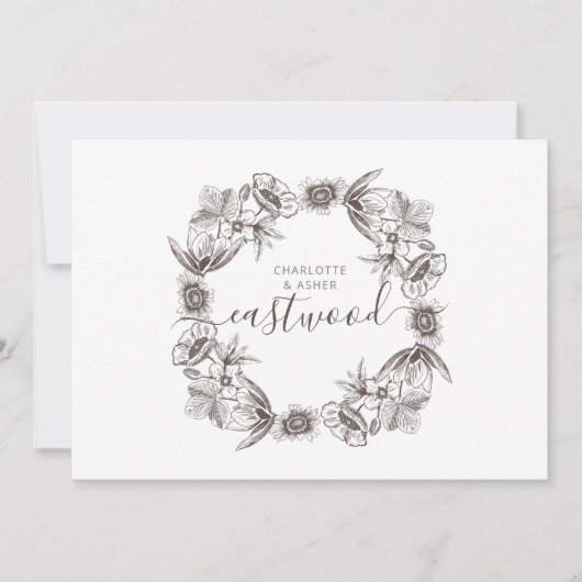 Rustieke koppels bruiloft monogram notitiekaartje (Voorkant)