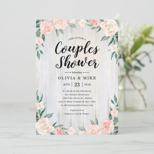 Rustieke koppels Douche Uitnodigingen (Staand voorkant)