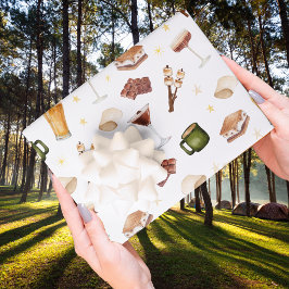 Rustieke Koppels Herfst Vuurkorf Trouw Bruiloft Fe Inpakpapier Vel