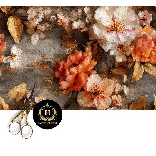 Rustieke Koraal Bloem Naadloos Decoupage Tissuepapier