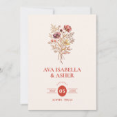 Rustieke Koraal Bloemen Boeket Bruiloft QR Code TL Kaart (Voorkant)