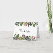 Rustieke koraal bloemenbruiloft foto dank u kaart (Voorkant)
