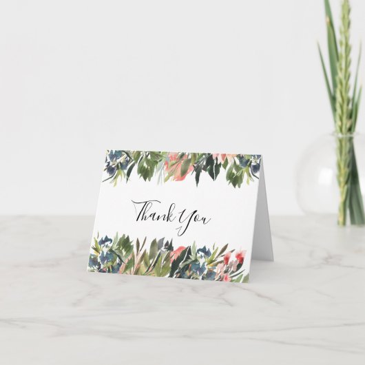 Rustieke koraal bloemenbruiloft foto dank u kaart (Voorkant)