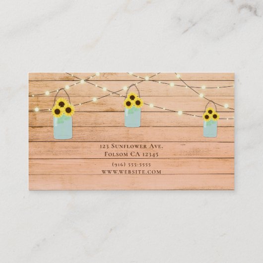 Rustieke koraal hout verlichting & metselaar zonne visitekaartje (Achterkant)