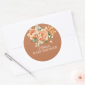 Rustieke koraal perzik bloem cupcake topper ronde sticker (Envelop)
