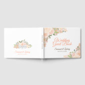 Rustieke koraal perzik bloemenboho chique bruiloft gastenboek (Volledig)