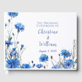 Rustieke korenbloemen gepersonaliseerd bruiloft ga gastenboek