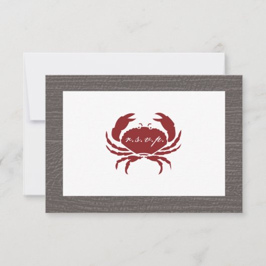 Rustieke krab bruiloft RSVP (Voorkant)