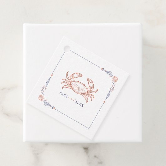 Rustieke krab strand bruiloft bedankjes labels (In situ)