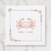 Rustieke krab strand bruiloft bedankjes labels (Voorkant)