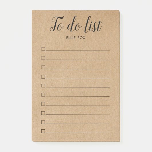 Rustieke Kraft Aankruislijst Takenlijst Post-it® Notes (Voorkant)