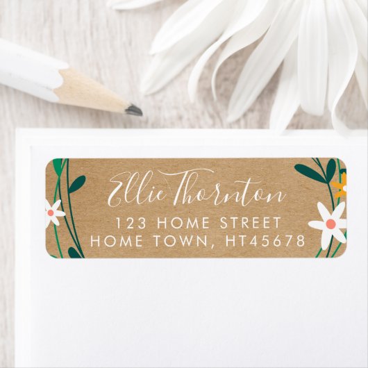 Rustieke Kraft Achtergrond Script Naam Retouradres Etiket (Insitu)