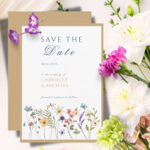 Rustieke Kraft Aquarel Bloemen Bewaar de Datum