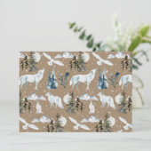 Rustieke Kraft Arctische Haas Wolf Vos Sneeuwuil B Kaart (Staand voorkant)