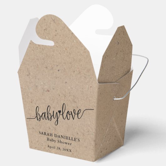 Rustieke Kraft Baby Love Custom Take Out Bedankdoosjes (Geopend)