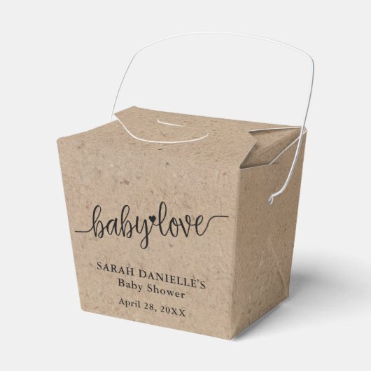 Rustieke Kraft Baby Love Custom Take Out Bedankdoosjes (Voorkant Zijde)