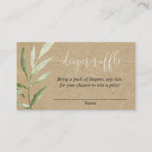 Rustieke kraft baby shower luier verloting kaarten