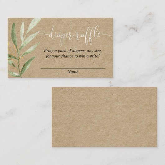 Rustieke kraft baby shower luier verloting kaarten (Voorkant / Achterkant)