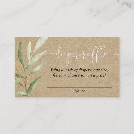 Rustieke kraft baby shower luier verloting kaarten (Voorkant)