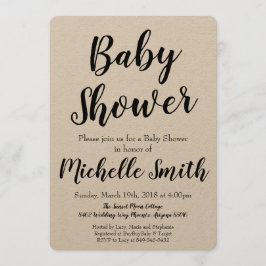 Rustieke Kraft Baby Shower Uitnodiging