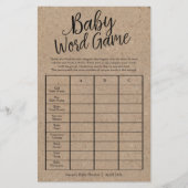 Rustieke Kraft Baby Word Game Douche Papier Spel K Flyer (Voorkant)