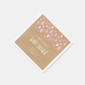 Rustieke kraft babyroze regendruppels babyshower servet (Hoek)