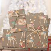 Rustieke Kraft Baby's eerste kerst rendieren feest Inpakpapier Vel
