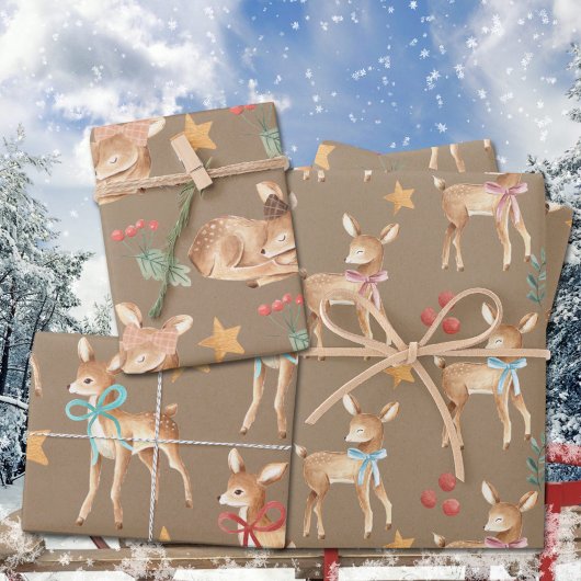 Rustieke Kraft Baby's eerste kerst rendieren feest Inpakpapier Vel