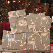 Rustieke Kraft Baby's eerste kerst rendieren feest Inpakpapier Vel