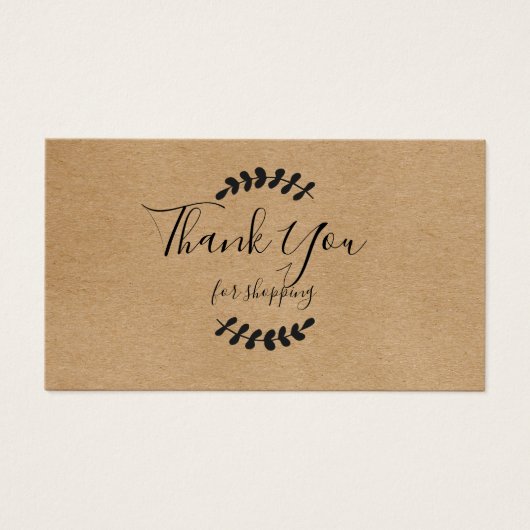 Rustieke Kraft Bedankt voor uw aankoop kaart (Voorkant)