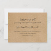 Rustieke Kraft Bedankt voor uw aankoop Kortingkaar (Achterkant)