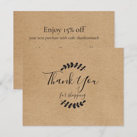 Rustieke Kraft Bedankt voor uw aankoop Kortingkaar (Voorkant / Achterkant)