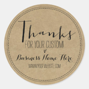 Rustieke Kraft "Bedankt voor uw gebruik!" Business Ronde Sticker