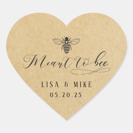 Rustieke Kraft bedoeld om honing bruiloft gunst Hart Sticker (Voorkant)