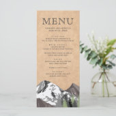 Rustieke Kraft Bergbos Bruiloft Menu (Staand voorkant)