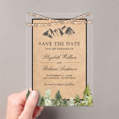 Rustieke Kraft Bergbos Bruiloft Save the Date Acryl Uitnodigingen (Insitu (Draagbaar))