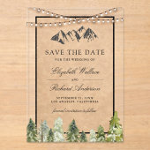 Rustieke Kraft Bergbos Bruiloft Save the Date Acryl Uitnodigingen (Voorkant)