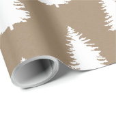 Rustieke Kraft Big White Woodland kerstbomen Cadeaupapier (Rol Hoek)