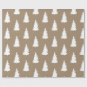 Rustieke Kraft Big White Woodland kerstbomen Cadeaupapier (Vlak)