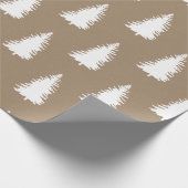 Rustieke Kraft Big White Woodland kerstbomen Cadeaupapier (Hoek)
