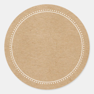 Rustieke kraft blanco schrijven op gestippelde ran ronde sticker