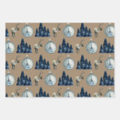 Rustieke Kraft Blauwe Spruce Tree Arctic Fox Rendi Inpakpapier Vel (Voorkant 3)