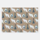 Rustieke Kraft Blauwe Spruce Tree Arctic Fox Rendi Inpakpapier Vel (Voorkant 2)