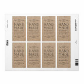 Rustieke Kraft bloeit handgemaakt met liefde Etiket (Full Sheet)