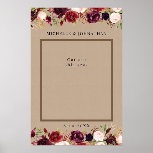 Rustieke Kraft Bloem Foto Requisiet Selfie Frame Poster (Voorkant)