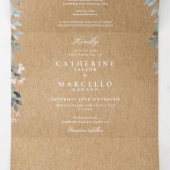 Rustieke Kraft Bloem Wilde Bloemen Foto Bruiloft Drieluik Uitnodiging (Binnenkant midden)